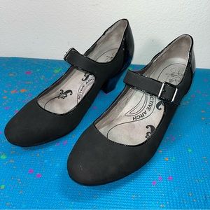 LifeStride Shoes 11W Black Glamour Mary Jane Pump Faux Suede & Patent Leather